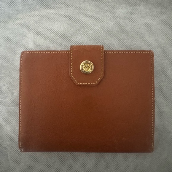 Loewe Handbags - Loewe Tan Leather Wallet with Gold Accent